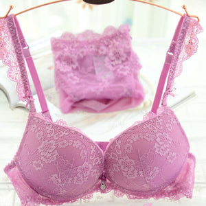 Lingerie Bra+Panty 2pcs Set Lace Sexy Push-up