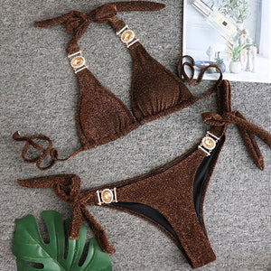 Bathing Suit 2pcs Rhinestone Crystal Diamond Bikini