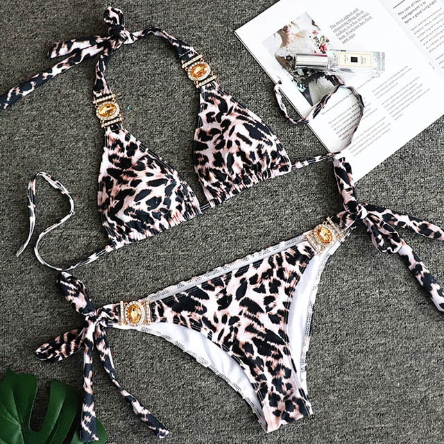 Bathing Suit 2pcs Rhinestone Crystal Diamond Bikini